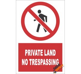Private Land, No Trespassing Sign