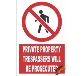 Private Property, Trespassers Will Be Prosecuted Sign