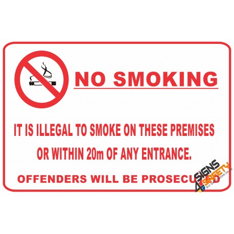 (NS24) No Smoking Within 20m Of Entrance Sign  