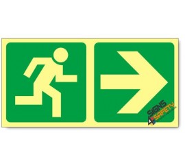 Escape Route Right, Photoluminescent, (Glow in the Dark) Sign