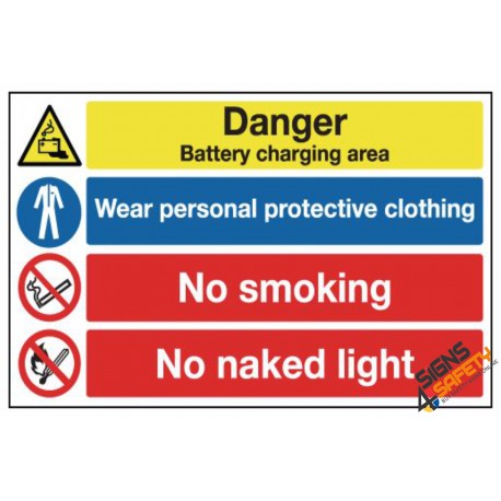 (NS40) No Smoking / No Naked Flame Battery Charging Area Sign