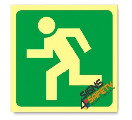 Escape Route Running Man Left, Photoluminescent, (Glow in the Dark) Sign