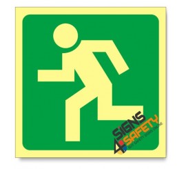 Escape Route Running Man Left, Photoluminescent, (Glow in the Dark) Sign