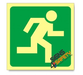 Escape Route Running Man Right, Photoluminescent, (Glow in the Dark) Sign