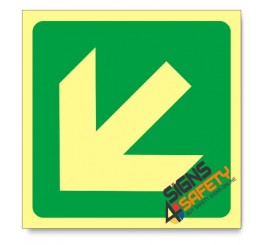 General Direction - Arrow Left Down, Photoluminescent, (Glow in the Dark) Sign
