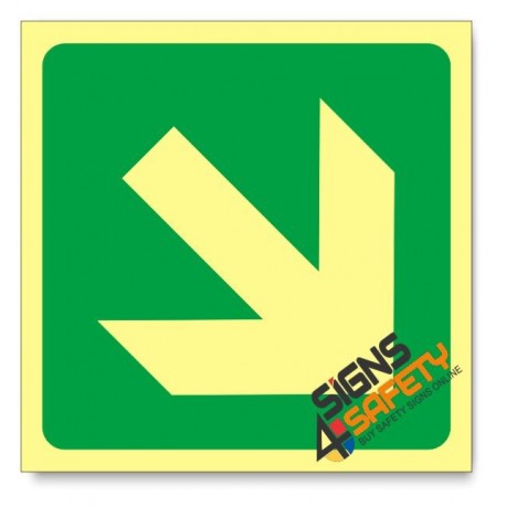 General Direction - Arrow Right Down, Photoluminescent, (Glow in the Dark) Sign