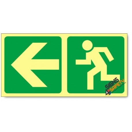 Escape Route Left, Photoluminescent, (Glow in the Dark) Sign