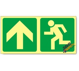 Escape Route Up, Photoluminescent, (Glow in the Dark) Sign