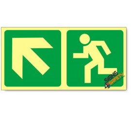 Escape Route Up Left, Photoluminescent, (Glow in the Dark) Sign