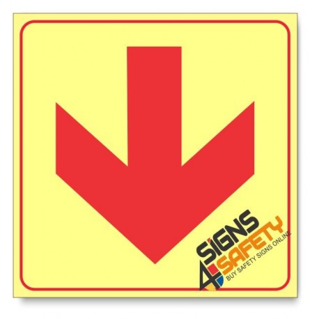 Location of Fire Fighting Equipment Arrow Down, Photoluminescent, (Glow in the Dark) Sign