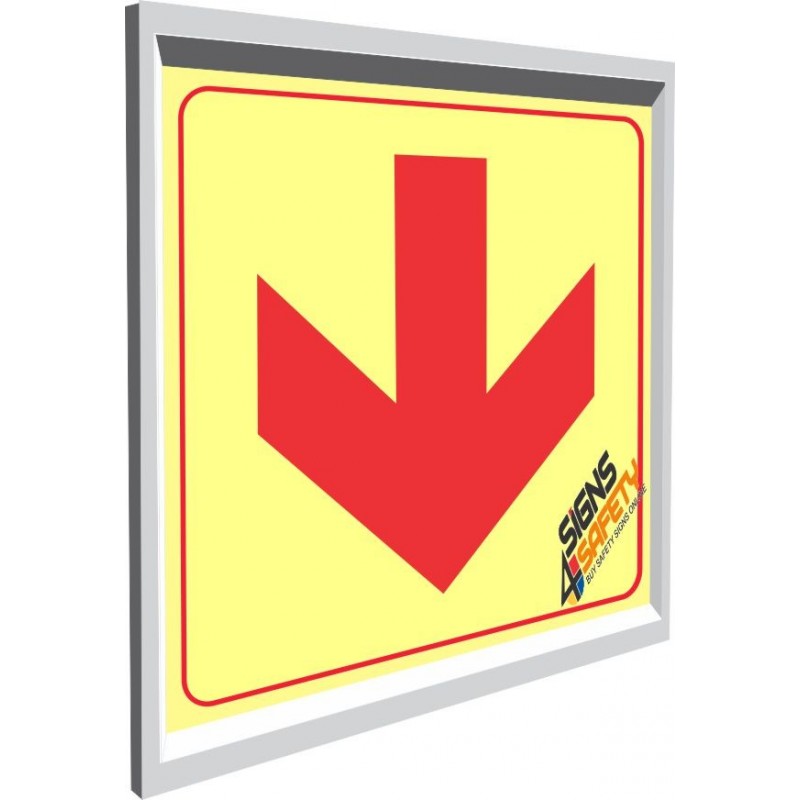 Fire Fighting Equipment Arrow Down, Photoluminescent, (Glow in the Dark