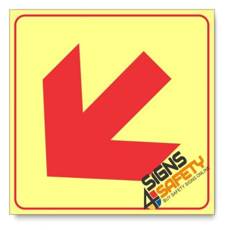 Location of Fire Fighting Equipment Arrow Down Left, Photoluminescent, (Glow in the Dark) Sign