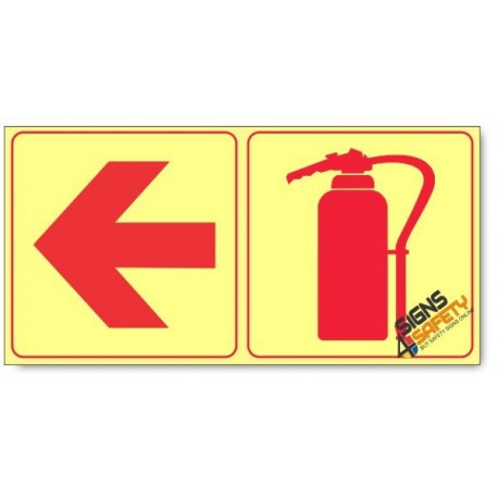 Fire Extinguisher and Arrow Left, Photoluminescent, (Glow in the Dark) Sign