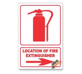 Fire Extinguisher, Arrow Right, Descriptive Safety Sign