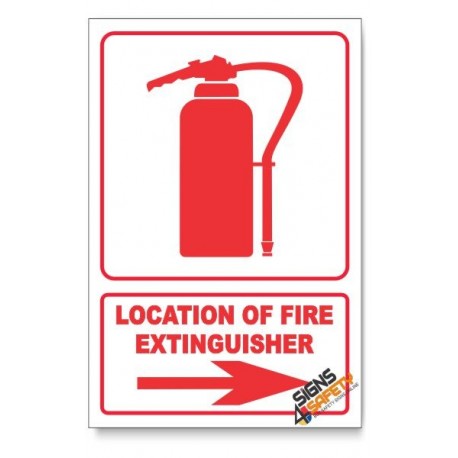 Fire Extinguisher, Arrow Right, Descriptive Safety Sign