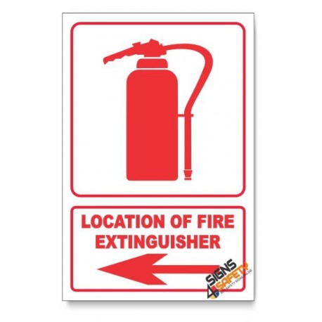 Fire Extinguisher, Arrow Left, Descriptive Safety Sign
