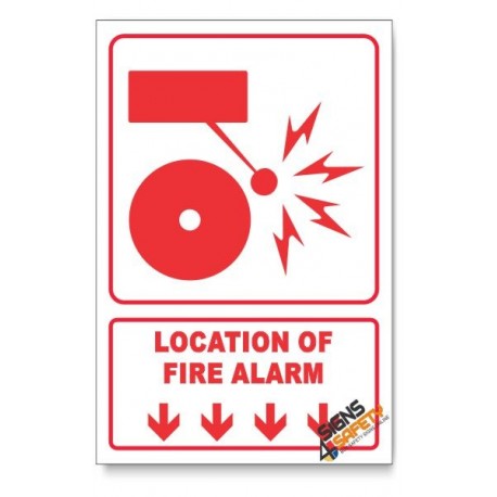 Fire Alarm, Arrow Down, Descriptive Safety Sign