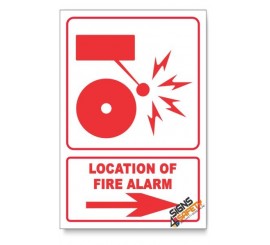 Fire Alarm, Arrow Right, Descriptive Safety Sign