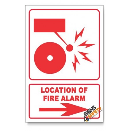 Fire Alarm, Arrow Right, Descriptive Safety Sign