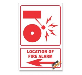 Fire Alarm, Arrow Left, Descriptive Safety Sign