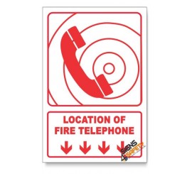 Fire Telephone, Arrow Down, Descriptive Safety Sign