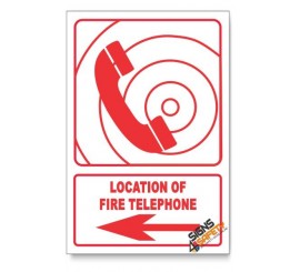 Fire Telephone, Arrow Left, Descriptive Safety Sign