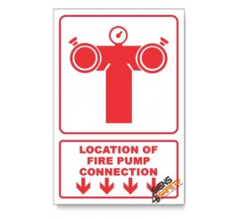 Fire Pump Connection, Arrow Down, Descriptive Safety Sign
