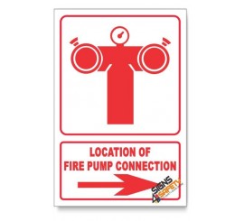 Fire Pump Connection, Arrow Right, Descriptive Safety Sign