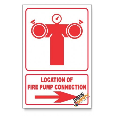 Fire Pump Connection, Arrow Right, Descriptive Safety Sign