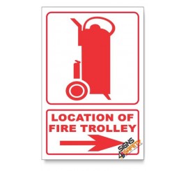 Fire Trolley, Arrow Right, Descriptive Safety Sign