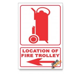 Fire Trolley, Arrow Left, Descriptive Safety Sign