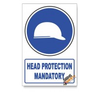 (MV3/D1) Head Protection, Descriptive Safety Sign