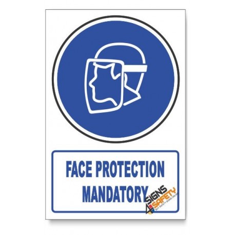 (MV10A/D1) Face Protection Mandatory, Descriptive Safety Sign