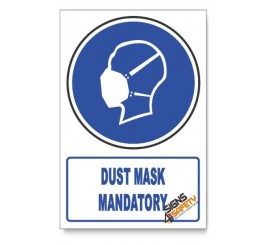 (MV12A/D1) Dust Mask Mandatory, Descriptive Safety Sign