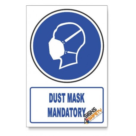 (MV12A/D1) Dust Mask Mandatory, Descriptive Safety Sign