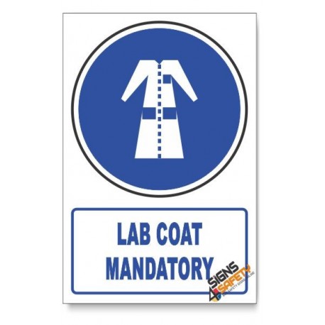 (MV21/D1) Lab Coat Mandatory, Descriptive Safety Sign