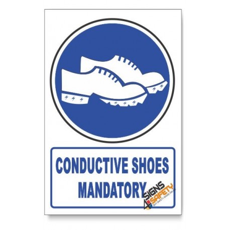 (MV27/D1) Conductive Shoes Mandatory, Descriptive Safety Sign