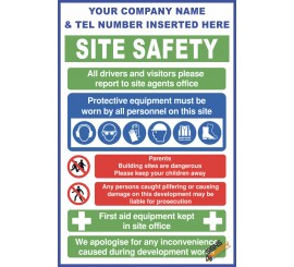 (C64) Construction Site Safety / Construction Site Rules / Personal Protective Equipment Mandatory Sign 