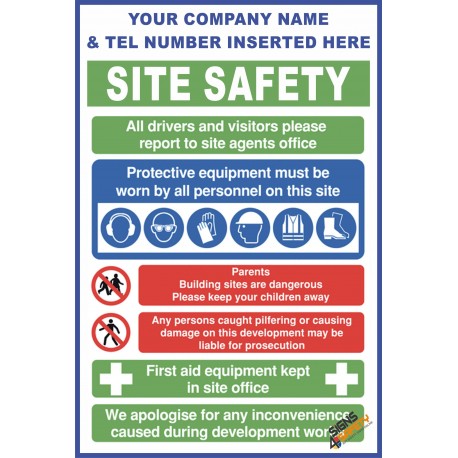 (C64) Construction Site Safety / Construction Site Rules / Personal Protective Equipment Mandatory Sign 