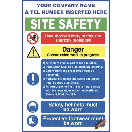 (C67) Construction Site Safety / Construction Site Rules / Personal Protective Equipment Mandatory Sign 