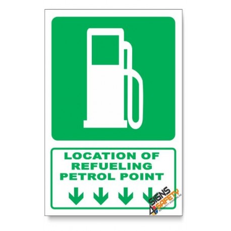 (GA9/D1) Refeuling / Petrol Point Sign, Arrow Down, Descriptive Safety Sign