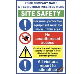 (C68) Construction Site Safety / Construction Site Rules / Personal Protective Equipment Mandatory Sign 