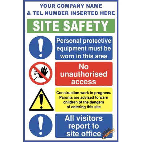 (C68) Construction Site Safety / Construction Site Rules / Personal Protective Equipment Mandatory Sign 