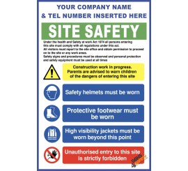 (C72) Construction Site Safety / Construction Site Rules / Personal Protective Equipment Mandatory Sign 