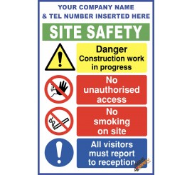 (C75) Construction Site Safety / Construction Site Rules / Personal Protective Equipment Mandatory Sign 