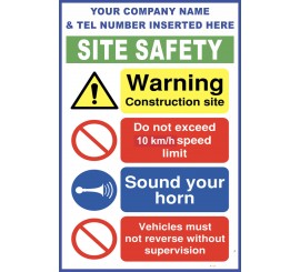 (C78) Construction Site Safety / Vehicle On Site Rules Sign 