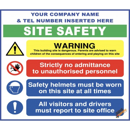 (C77) Site Safety / Personal Protective Equipment Mandatory / Construction Site Rules Sign 