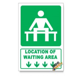 (GA14/D1) Waiting Area Sign, Arrow Down, Descriptive Safety Sign