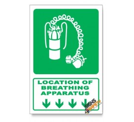 (GA24/D1) Breathing Apparatus Sign, Arrow Down, Descriptive Safety Sign
