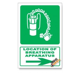 (GA24/D2) Breathing Apparatus Sign, Arrow Right, Descriptive Safety Sign